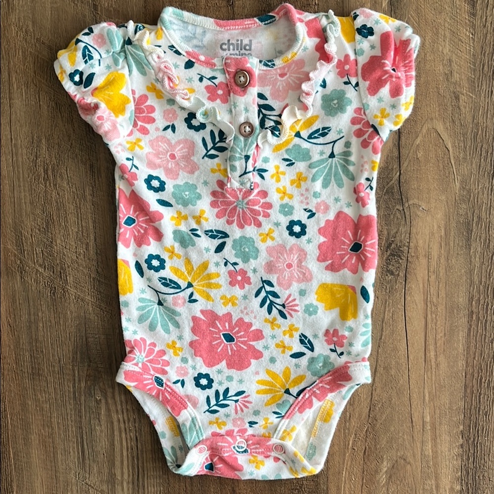 5/$20 Carter's Floral Bodysuit Onesie Pink, Yellow, Blue 0-3m